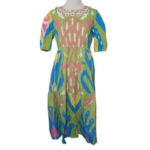 NEW Sheridan French Midi Arcadia Dress Womens Size Small Green Tiered Pullover